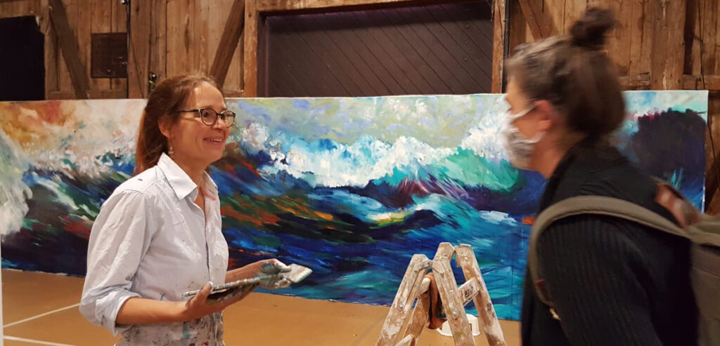 Live Malerei Alexandra Seils im Gespräch